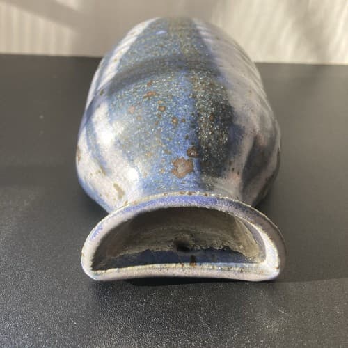 Vintage Studio Pottery Wall Vase Pocket Artist Signed HERRICK VTG MCM Blues - Thumbnail 11