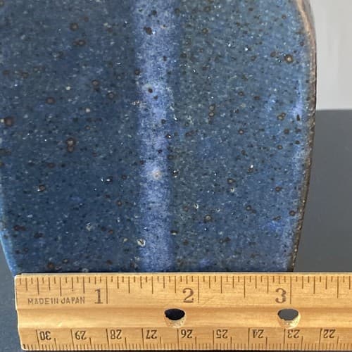 Vintage Studio Pottery Wall Vase Pocket Artist Signed HERRICK VTG MCM Blues - Thumbnail 6