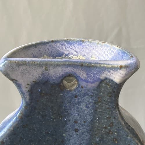 Vintage Studio Pottery Wall Vase Pocket Artist Signed HERRICK VTG MCM Blues - Thumbnail 16