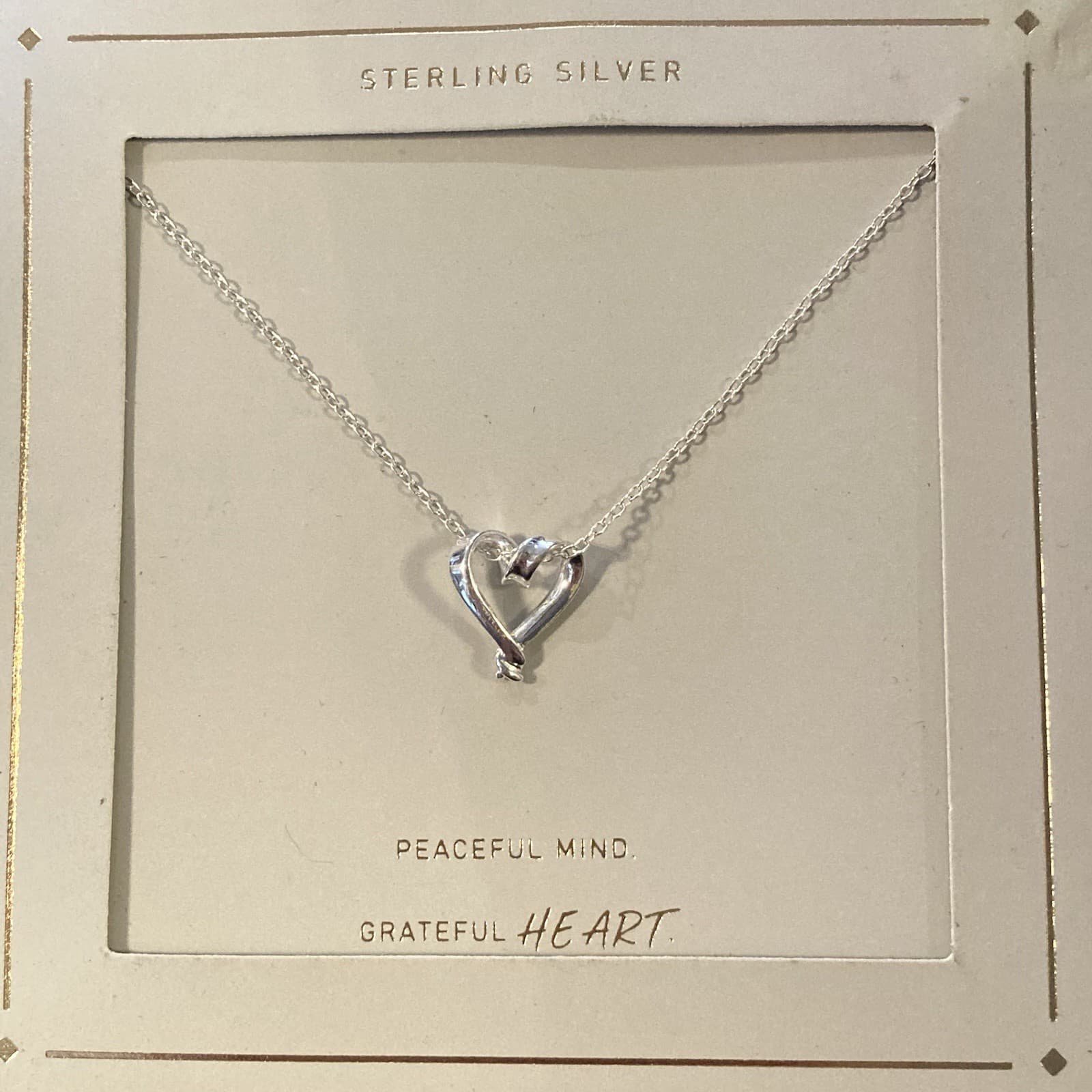 TARGET Sterling Silver 925 Open Heart Peaceful Mind Grateful 💖 Pendant Necklace - Thumbnail 4