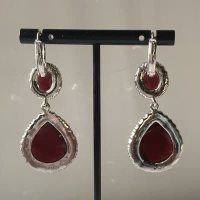 Vintage Nina Ricci for Avon Rhinestone Leverback Drop Earrings Prong Set Boho - Thumbnail 7