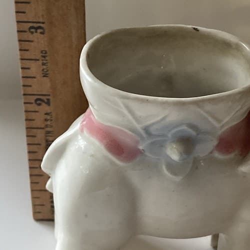 Vintage Occupied Japan Ceramic Porcelain Elephant Planter Trunk Up 3by 5 inches - Thumbnail 6
