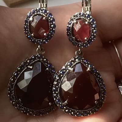 Vintage Nina Ricci for Avon Rhinestone Leverback Drop Earrings Prong Set Boho - Thumbnail 2