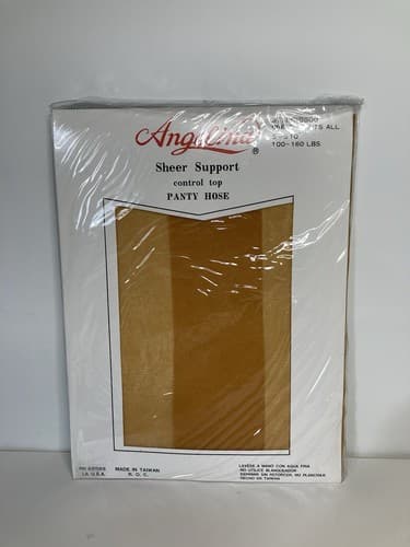Vintage Angelina Sheer PantyHose Support One Size 100-160 lbs Style 9800 NOS - Thumbnail 2