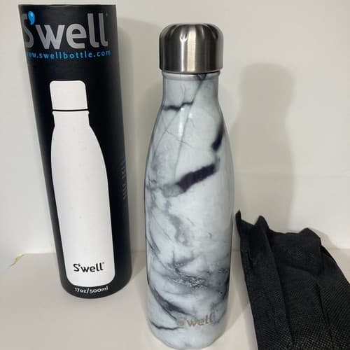 Swell Water Bottle White Marble 17 oz Elements Collection Stainless Steel NEW - Thumbnail 6