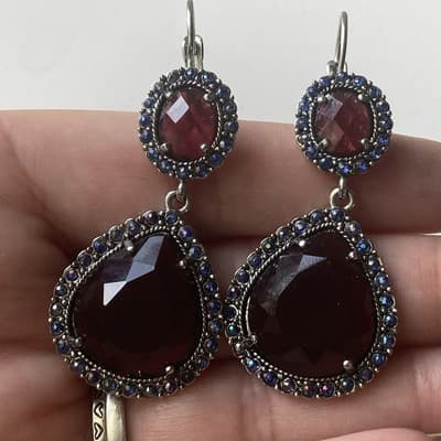 Vintage Nina Ricci for Avon Rhinestone Leverback Drop Earrings Prong Set Boho - Thumbnail 14