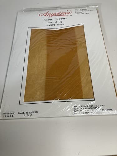 Vintage Angelina Sheer PantyHose Support One Size 100-160 lbs Style 9800 NOS - Thumbnail 4