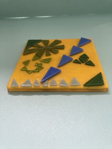 vintage dichroic glass Fused Tile Art Art Glass Collectors Piece Vtg Displayable - Thumbnail 5