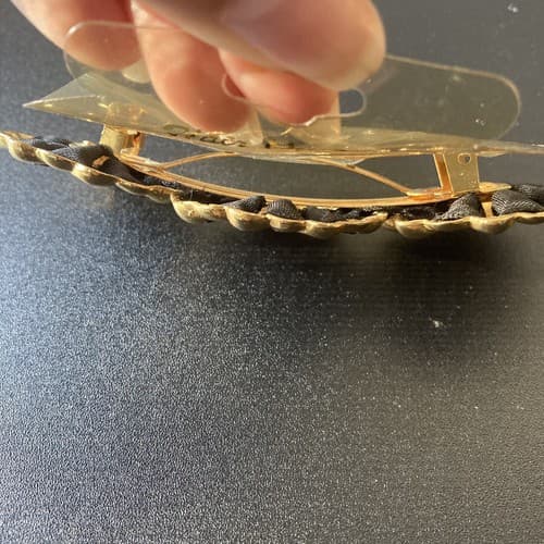 Vintage Deadstock Goldtone Floral Rhinestone Ribbon Hair Barrette 4in Coquette - Thumbnail 5