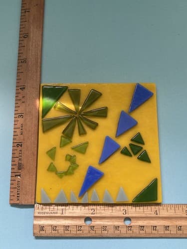 vintage dichroic glass Fused Tile Art Art Glass Collectors Piece Vtg Displayable - Thumbnail 2