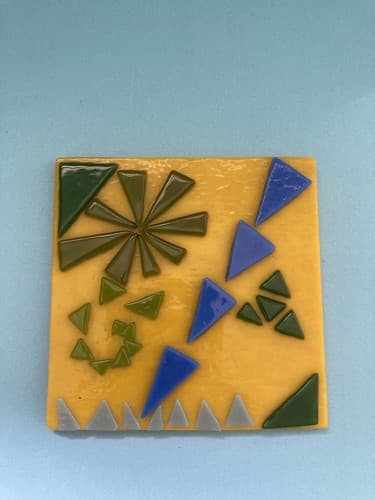 vintage dichroic glass Fused Tile Art Art Glass Collectors Piece Vtg Displayable - Thumbnail 3