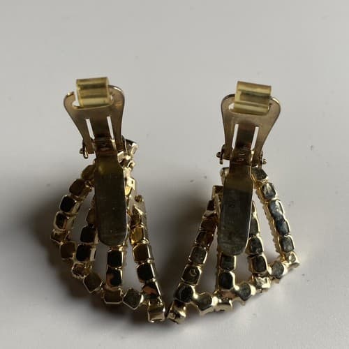 Vintage HOBE Borealis Rhinestone Clip On Earrings Costume Jewelry MCM ESTATE 60s - Thumbnail 6