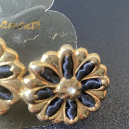 Vintage Deadstock Goldtone Floral Rhinestone Ribbon Hair Barrette 4in Coquette - Thumbnail 8