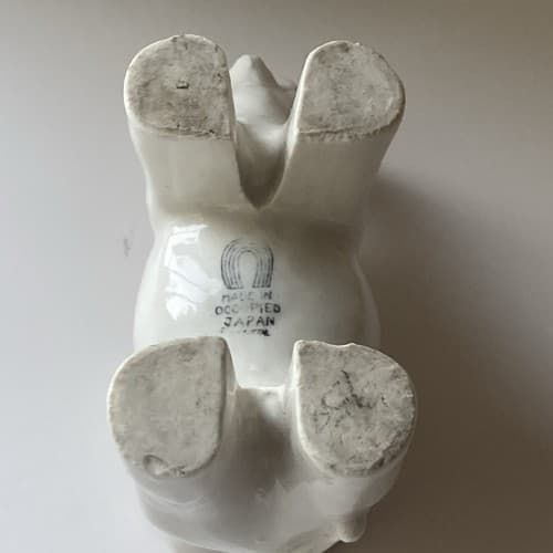 Vintage Occupied Japan Ceramic Porcelain Elephant Planter Trunk Up 3by 5 inches - Thumbnail 8