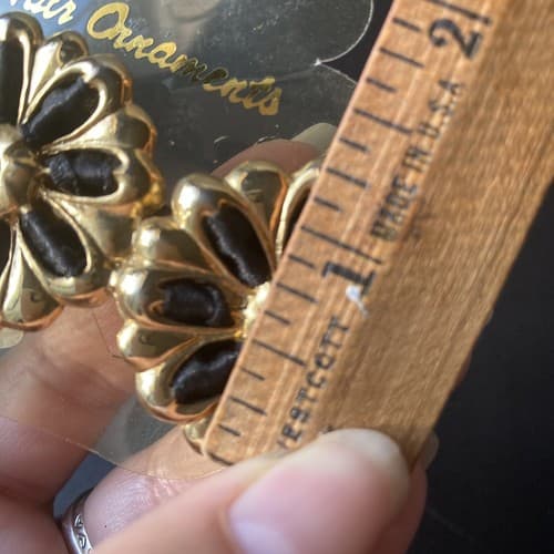 Vintage Deadstock Goldtone Floral Rhinestone Ribbon Hair Barrette 4in Coquette - Thumbnail 4