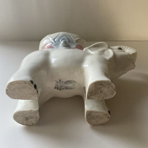 Vintage Occupied Japan Ceramic Porcelain Elephant Planter Trunk Up 3by 5 inches - Thumbnail 11