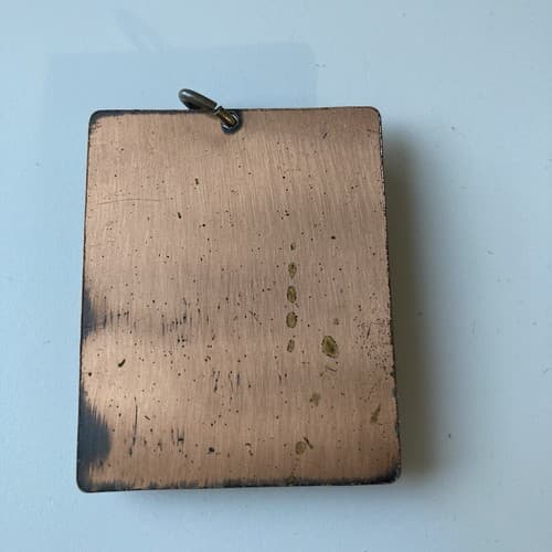 Vintage Brutalist Modernist Copper Pendant MCM Mid Century 60's Unisex Vtg 2x2 - Thumbnail 2
