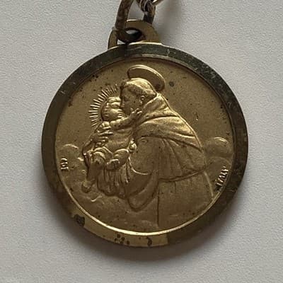 Vintage GoldTone St Anthony De Pauda Medals Pendants Necklace Lot of 2 Catholic - Thumbnail 3