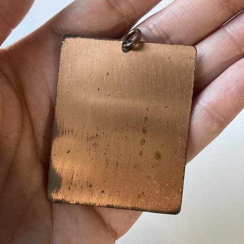Vintage Brutalist Modernist Copper Pendant MCM Mid Century 60's Unisex Vtg 2x2 - Thumbnail 6