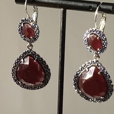 Vintage Nina Ricci for Avon Rhinestone Leverback Drop Earrings Prong Set Boho - Thumbnail 8