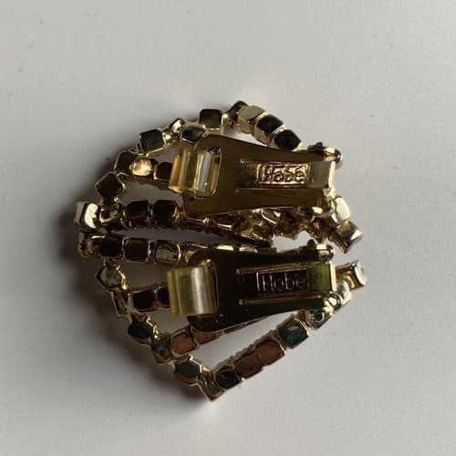 Vintage HOBE Borealis Rhinestone Clip On Earrings Costume Jewelry MCM ESTATE 60s - Thumbnail 8