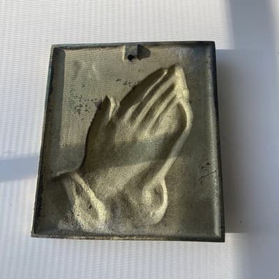 Vintage Antique Bronze Praying Hands Plaque Hanging Albrecht Durers BETENDE HAND - Thumbnail 3