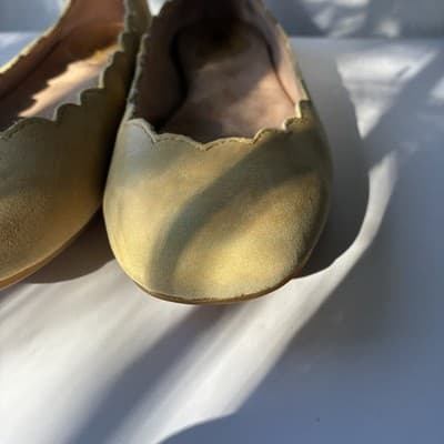 Born ALLIE Ballet Flats Womens 7.5M Yellow Leather Scalloped Shoes SEE PICS - Thumbnail 13