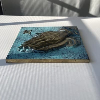 Vintage Antique Bronze Praying Hands Plaque Hanging Albrecht Durers BETENDE HAND - Thumbnail 6