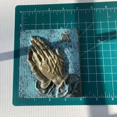 Vintage Antique Bronze Praying Hands Plaque Hanging Albrecht Durers BETENDE HAND - Thumbnail 2