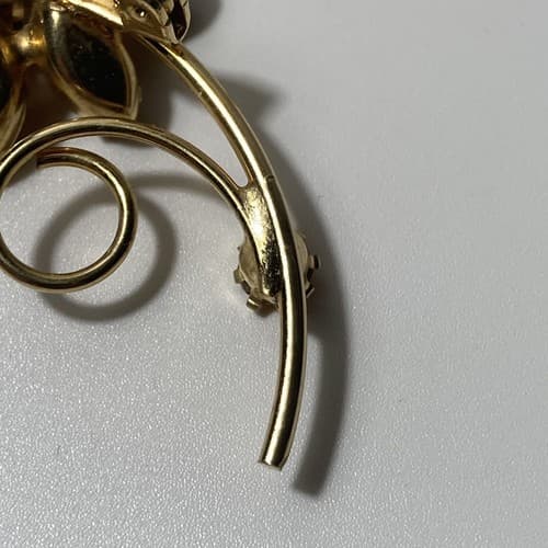 Vintage Unmarked Juliana? Prong Set Amber color Rhinestone Flower Brooch Pin - Thumbnail 7
