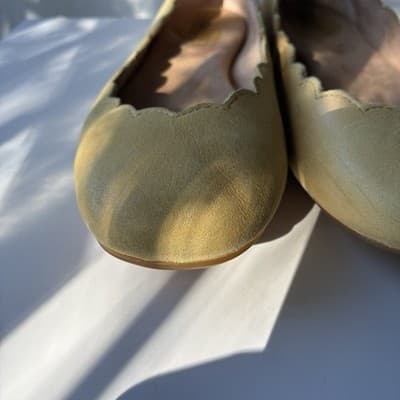 Born ALLIE Ballet Flats Womens 7.5M Yellow Leather Scalloped Shoes SEE PICS - Thumbnail 14