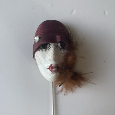 Vintage French Flapper Art Deco Style Lady Head Stick Pin Retro READ DESCRIPTION