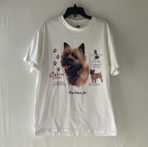 Vintage Y2K Cairn Terrier DOGS T-shirt Fruit of the Loom Tee MEDIUM Key West Fl