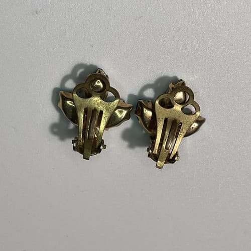 Vintage AB Rhinestone Clip On Earrings Mid Century MCM - Thumbnail 3