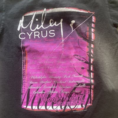 Vintage Miley Cyrus Wonder World Tour T-shirt Anvil Youth Small 2009 Y2K Hanna - Thumbnail 9