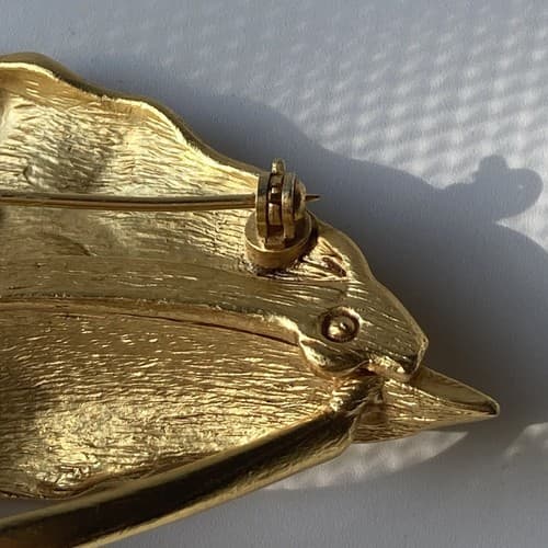 Vintage Anne Klein Estate Brooch Leaf Tone Faux Pearls Vtg Jewelry 80s Luxe - Thumbnail 6