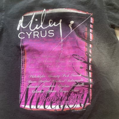 Vintage Miley Cyrus Wonder World Tour T-shirt Anvil Youth Small 2009 Y2K Hanna - Thumbnail 16