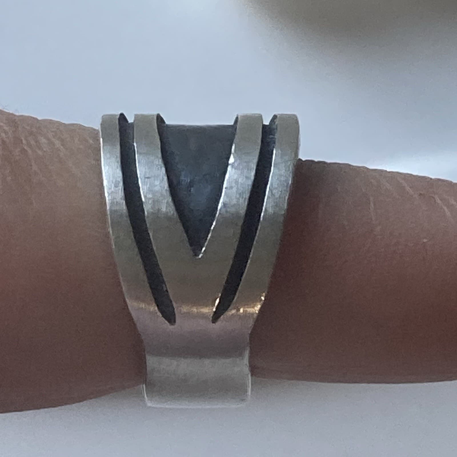 VTG Sterling Silver 925 Native American Tribal Overlay Ring Size 7.5 SOLID 10.5g - Thumbnail 7