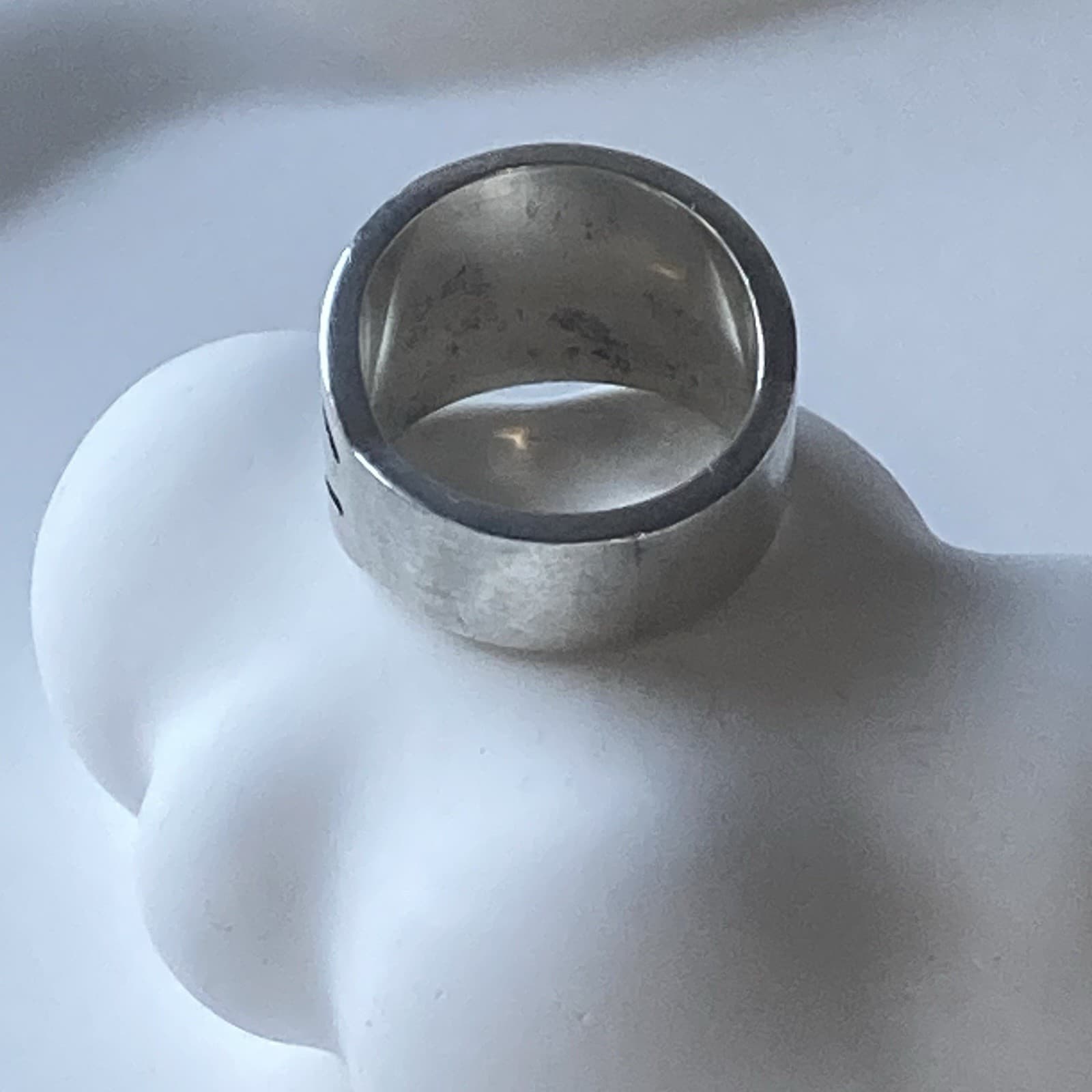 VTG Sterling Silver 925 Native American Tribal Overlay Ring Size 7.5 SOLID 10.5g - Thumbnail 9