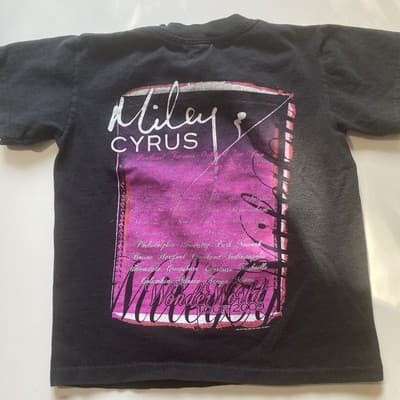 Vintage Miley Cyrus Wonder World Tour T-shirt Anvil Youth Small 2009 Y2K Hanna - Thumbnail 8