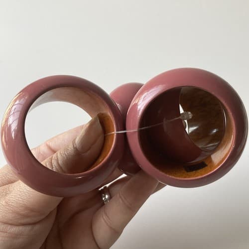 Vintage Boho Wood Napkin Rings Set Of 4 Lilac Lacquered Made India Post Modern - Thumbnail 7