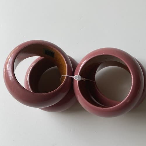 Vintage Boho Wood Napkin Rings Set Of 4 Lilac Lacquered Made India Post Modern - Thumbnail 13
