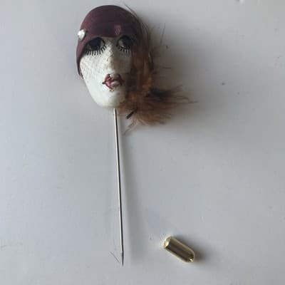 Vintage French Flapper Art Deco Style Lady Head Stick Pin Retro READ DESCRIPTION - Thumbnail 10