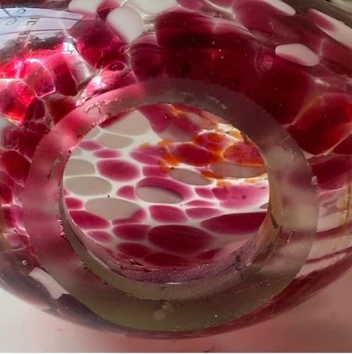 Art Glass Hand Blown Pink Clear Speckled Glass Flamingo Paperweight Figurine 6” - Thumbnail 8