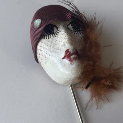 Vintage French Flapper Art Deco Style Lady Head Stick Pin Retro READ DESCRIPTION - Thumbnail 7
