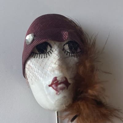 Vintage French Flapper Art Deco Style Lady Head Stick Pin Retro READ DESCRIPTION - Thumbnail 9