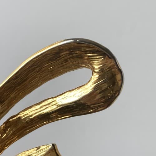 Vintage Estate Ribbon Brooch Rhinestones Lolita Kawaii Vtg Jewelry 80s Gold Tone - Thumbnail 5