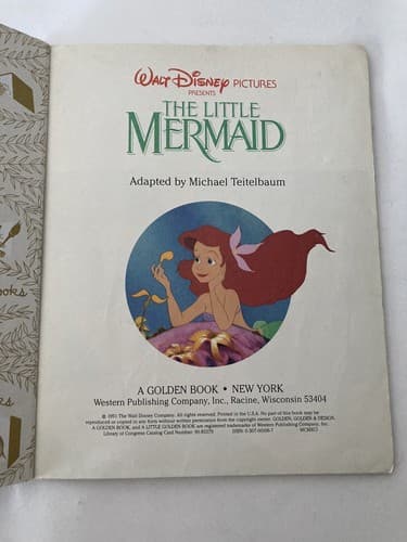 Vintage the Little Mermaid Little Golden Book 1991 Edition Disney - Thumbnail 4