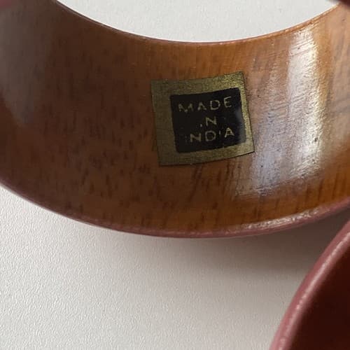 Vintage Boho Wood Napkin Rings Set Of 4 Lilac Lacquered Made India Post Modern - Thumbnail 3