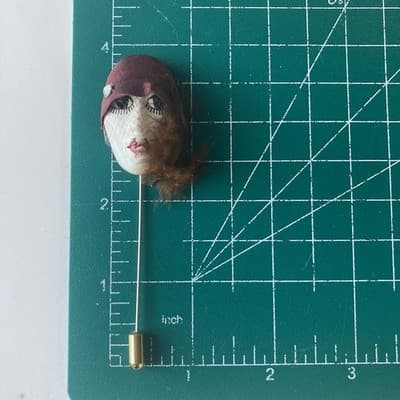 Vintage French Flapper Art Deco Style Lady Head Stick Pin Retro READ DESCRIPTION - Thumbnail 3